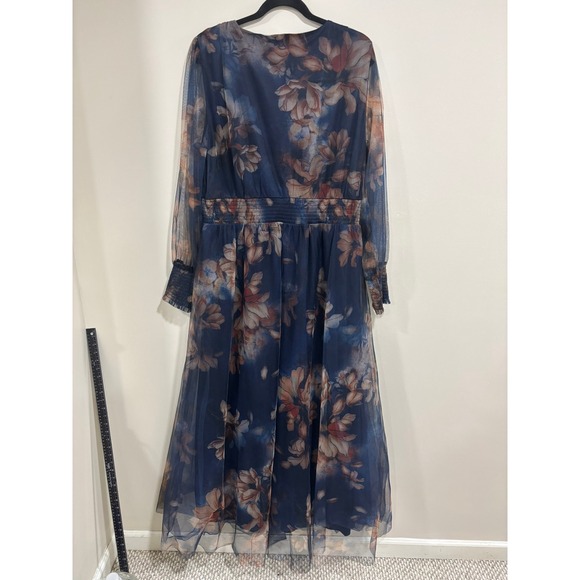Baltic Born Floral Maxi Dress 3XL Blue Sheer Boho Romantic Cottagecore - Picture 8 of 8